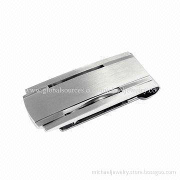 Stainless steel money clips with two long grooves, portable and utility